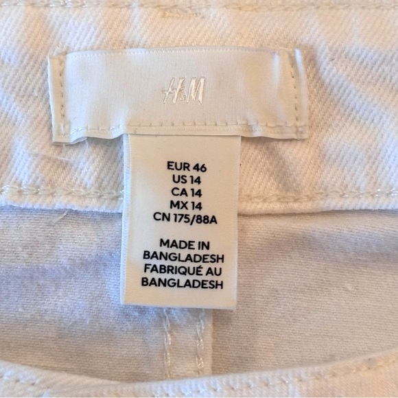 H&M SIZE 14 WHITE HIGH RISE SLIM STRAIGHT ANKLE JEANS COTTON/ELASTANE - Picture 4 of 5
